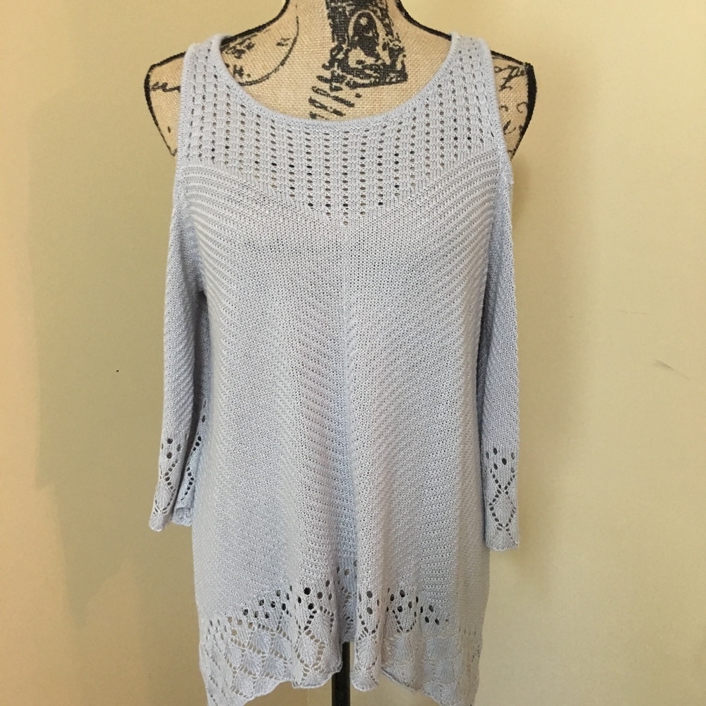 Cold shoulder crocheted sweater